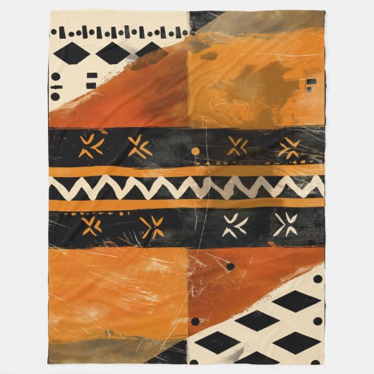 Stammmotive in Schwarz- und Erdtönen Fleecedecke (Vorderseite)