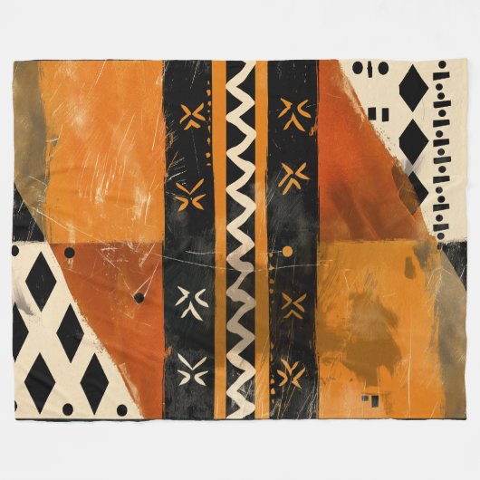 Stammmotive in Schwarz- und Erdtönen Fleecedecke (Vorderseite (Horizontal))