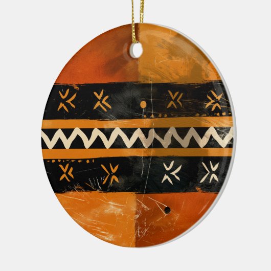 Stammmotive in Schwarz- und Erdtönen Keramik Ornament (Links)