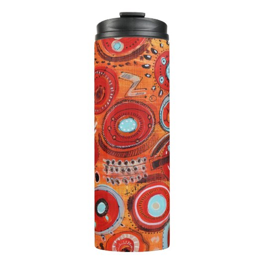 Stammmuster warme Farben Thermosbecher (Vorderseite)