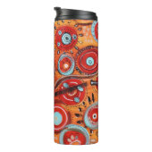 Stammmuster warme Farben Thermosbecher (Nach rechts gedreht)