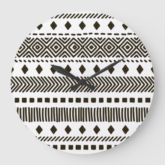Stammrhythmen: Ethnisch geometrische Muster Große Wanduhr (Vorderseite)