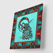 StammWolf heult an der Mauermauer auf dem Mond Quadratische Wanduhr (Winkel)