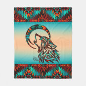StammWolf heult auf dem Mond Fleece Blanket (Vorderseite)