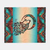 StammWolf heult auf dem Mond Fleece Blanket (Vorderseite (Horizontal))