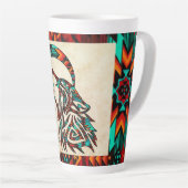 StammWolf heult auf dem Mond Latte Tasse (Rechte Ecke)