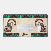 StammWolf heult auf dem Mond Schreibtischunterlage (Tastatur & Maus)