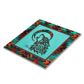 StammWolf heult auf der Keramik des Mondes Fliese (Seite)