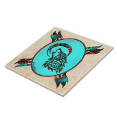 StammWolf heult auf der Keramik des Mondes Fliese (Seite)