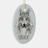 StammWolf - individualisierbares Keepake-Jahr Keramik Ornament (Rechts)