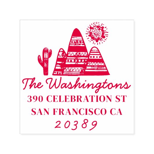 Stammwüste Zeichnend Rücksendeadresse von Familien Permastempel (Design)