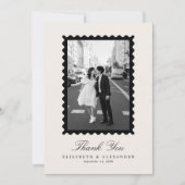 Stamp Style Modern Ivory One Photo Thank You Card Einladung (Vorderseite)