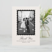 Stamp Style Modern Ivory One Photo Thank You Card Einladung (Stehend Vorderseite)