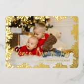 Stamped Floral Frame Photo Folien Feiertagskarte (Vorderseite)