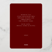 Stamped Floral Frame Photo Folien Feiertagskarte (Rückseite)