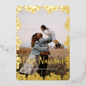 Stamped Floral Frame Photo Folien Feiertagskarte (Vorderseite)