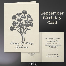 Stamps Aster September Birth Blume Linen Karte