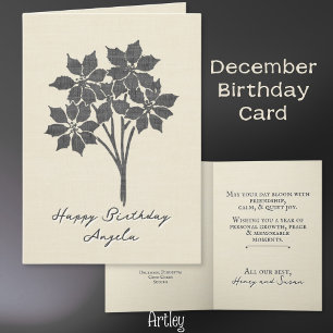 Stamps Poinsettia Dezember Birth Blume Linen Karte