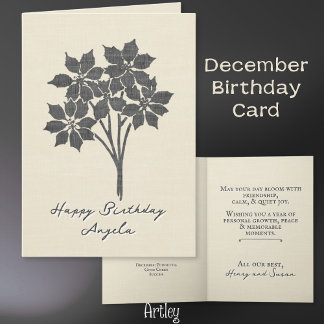 Stamps Poinsettia Dezember Birth Blume Linen Karte