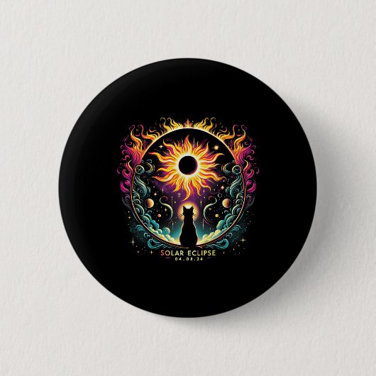 Stand: 8. April 2024 Solar Eclipse Cat Lover Button (Vorderseite)