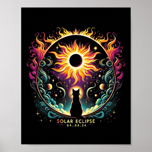 Stand: 8. April 2024 Solar Eclipse Cat Lover Poster (Vorne)