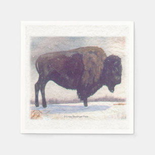 Stand-alleinbison-Malerei Serviette