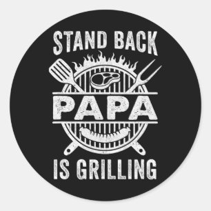 Stand Ck Papa grillt lustigen BBQ Vatertag Runder Aufkleber