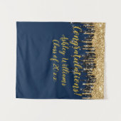 Stand der Navy Gold Glitzer Graduation Party Foto Wandteppich (Vorderseite (Horizontal))
