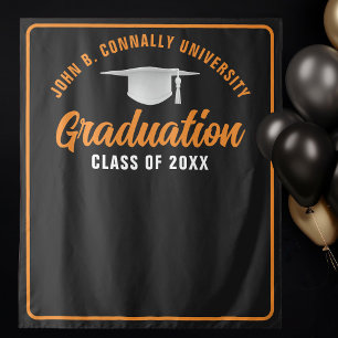 Stand der Orange Black Custom Graduation Party Fot Wandteppich