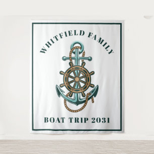 Stand der personalisierten Nautic Anchor Family Fo Wandteppich