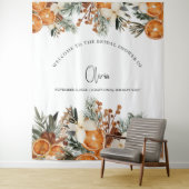 Stand des Fotos im Winter Herbst Brautparty Backgr Wandteppich (Beispiel)