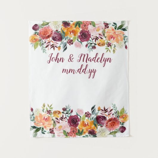 Stand des Herbst-Hochzeitsszenarios Herbst Empfang Wandteppich (Vorderseite)