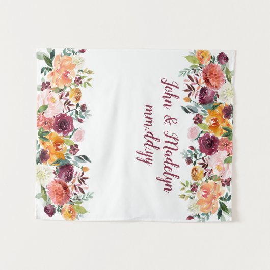 Stand des Herbst-Hochzeitsszenarios Herbst Empfang Wandteppich (Vorderseite (Horizontal))