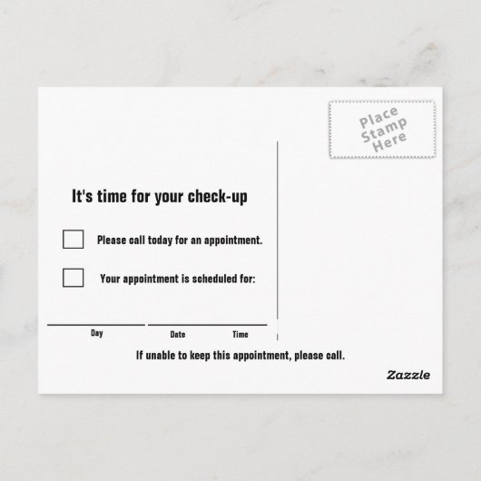 "Stand" Ernennung Postkarte (Rückseite)