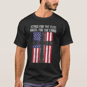 Stand Flag Kneel Cross Gott Jesus America US Chris T-Shirt