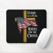 Stand For Flag Kneel For Cross Patriotic Christian Mousepad (Mit Mouse)