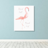 Stand hoch | Flamingo inspirierende Wandkunst Leinwanddruck (Insitu (Holzboden))