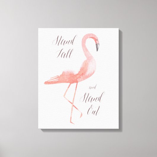 Stand hoch | Flamingo inspirierende Wandkunst Leinwanddruck (Vorderseite)