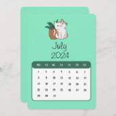 Stand Juli 2024 Alleinkatze und Pflanze Kalender Menükarte (Vorne/Hinten)