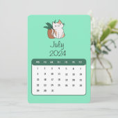 Stand Juli 2024 Alleinkatze und Pflanze Kalender Menükarte (Stehend Vorderseite)