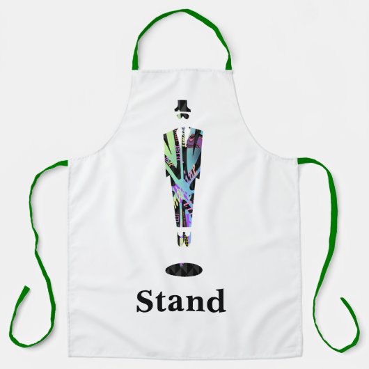 Stand Mann Grüne Gurte Weiße Küche Craft Chef Schürze (Vorderseite)