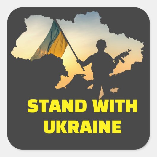 Stand mit der Ukraine auf der Karte Quadratischer Aufkleber (Vorderseite)