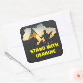Stand mit der Ukraine auf der Karte Quadratischer Aufkleber (Umschlag)