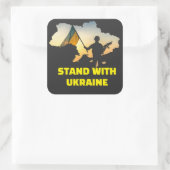 Stand mit der Ukraine auf der Karte Quadratischer Aufkleber (Tasche)