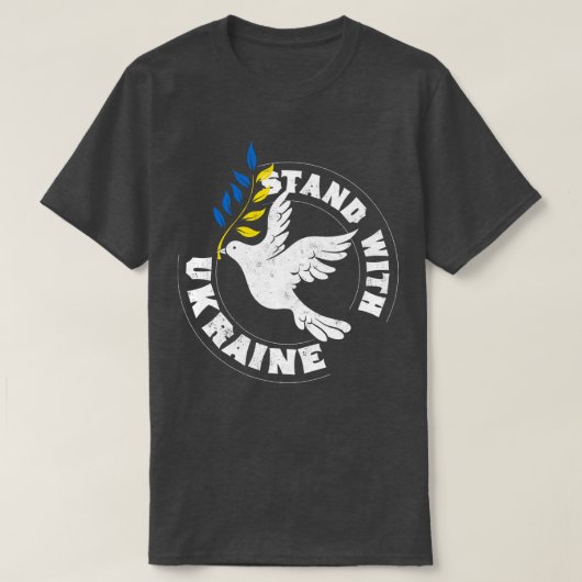 Stand mit der Ukraine-Friedenstruppe T-Shirt (Design vorne)