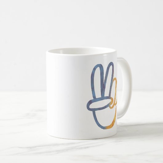 Stand mit der Ukraine - FRIEDENSymbol V-Signierfre Kaffeetasse (VorderseiteRechts)