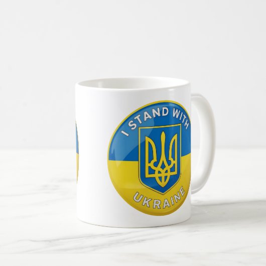 Stand mit der Ukraine Kaffeetasse (VorderseiteRechts)