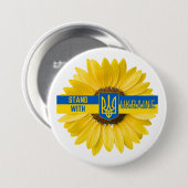 Stand mit der Ukraine Sonnenblumen Button (Vorne & Hinten)