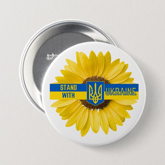 Stand mit der Ukraine Sonnenblumen Button (Vorne & Hinten)
