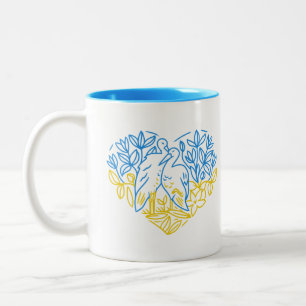 Stand mit der Ukraine-Tasse Zweifarbige Tasse